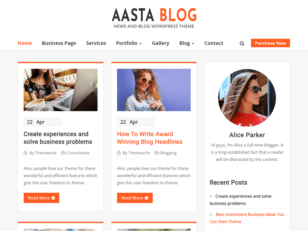 Aasta Blog Preview Wordpress Theme - Rating, Reviews, Preview, Demo & Download