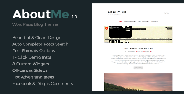 About Me Preview Wordpress Theme - Rating, Reviews, Preview, Demo & Download