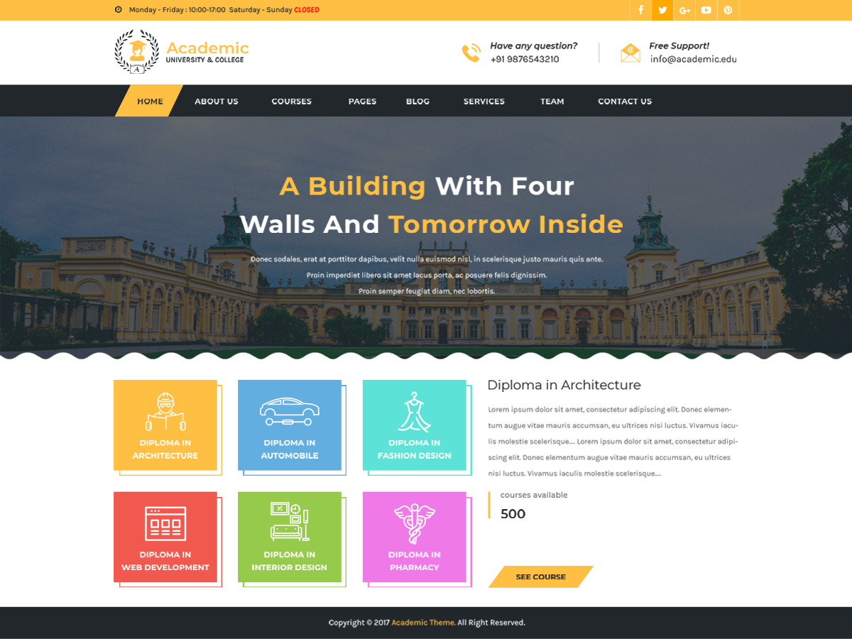 Academic Education Preview Wordpress Theme - Rating, Reviews, Preview, Demo & Download