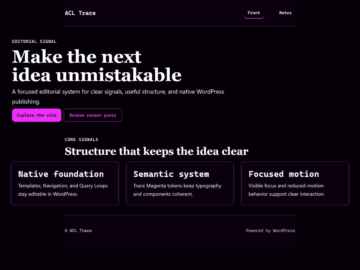 ACL Trace Preview Wordpress Theme - Rating, Reviews, Preview, Demo & Download