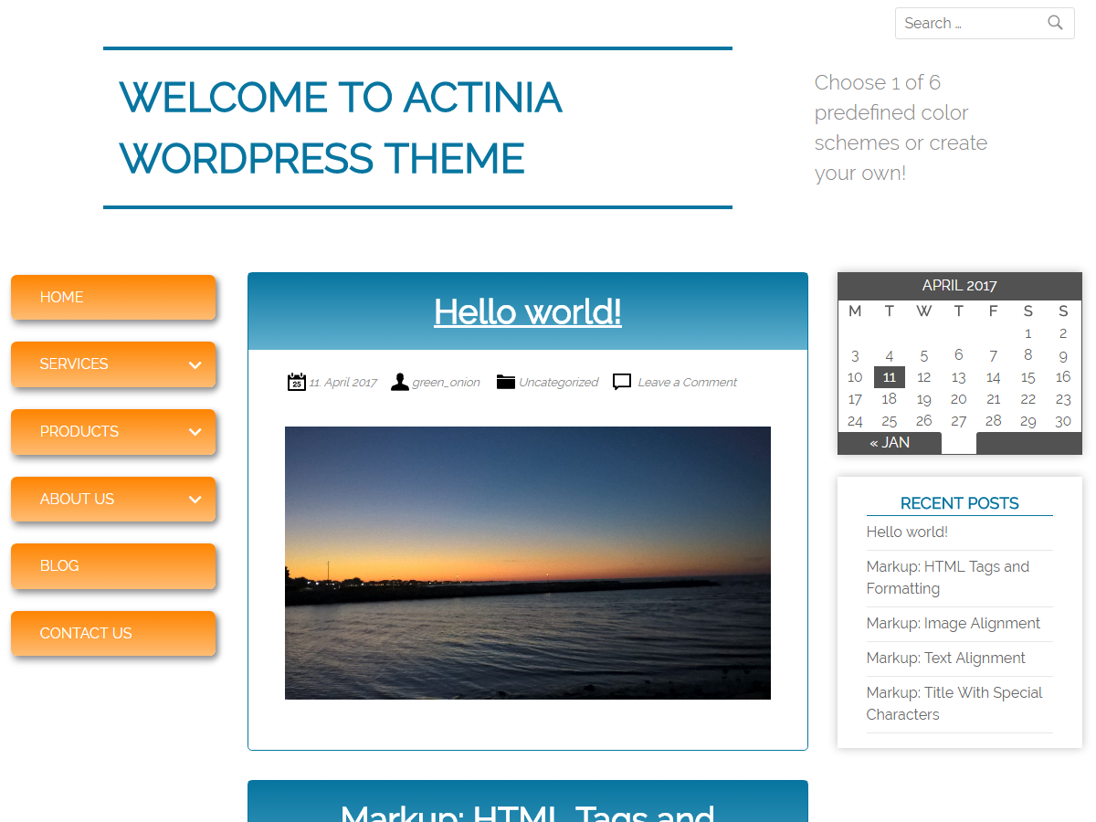 Actinia Preview Wordpress Theme - Rating, Reviews, Preview, Demo & Download