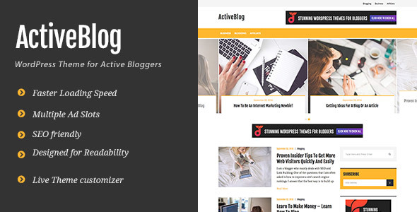 ActiveBlog Preview Wordpress Theme - Rating, Reviews, Preview, Demo & Download