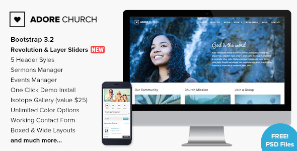 Adore Church Preview Wordpress Theme - Rating, Reviews, Preview, Demo & Download