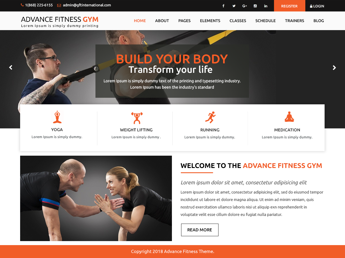 Advance Fitness Preview Wordpress Theme - Rating, Reviews, Preview, Demo & Download