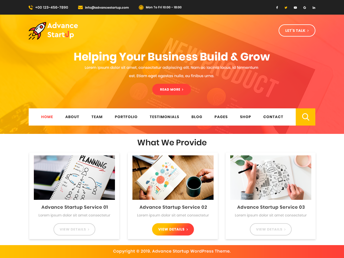 Advance Startup Preview Wordpress Theme - Rating, Reviews, Preview, Demo & Download
