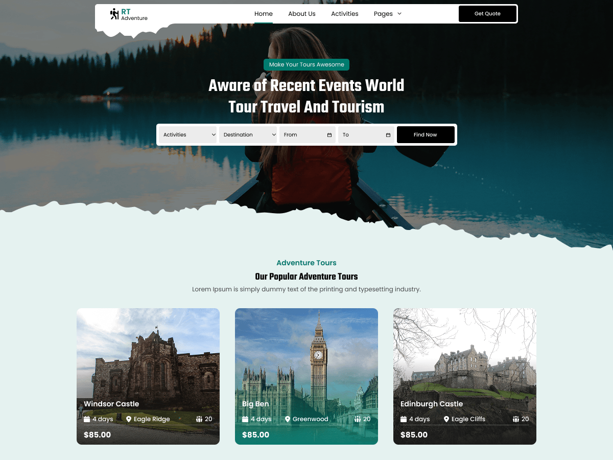 Adventure Block Preview Wordpress Theme - Rating, Reviews, Preview, Demo & Download