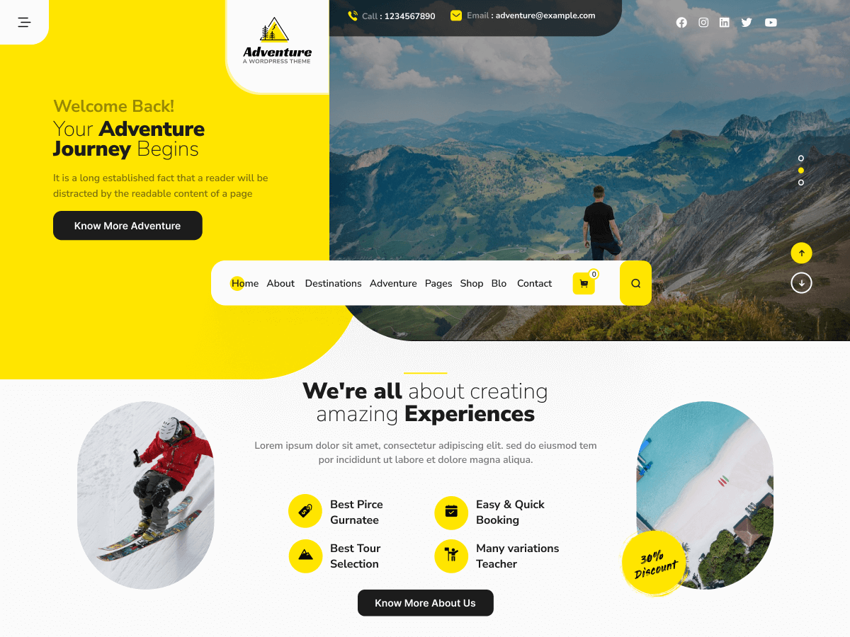 Adventure Tourism Preview Wordpress Theme - Rating, Reviews, Preview, Demo & Download