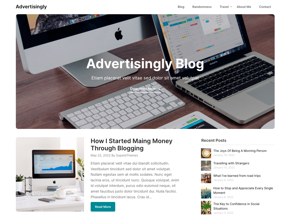 Advertisingly Blog Preview Wordpress Theme - Rating, Reviews, Preview, Demo & Download