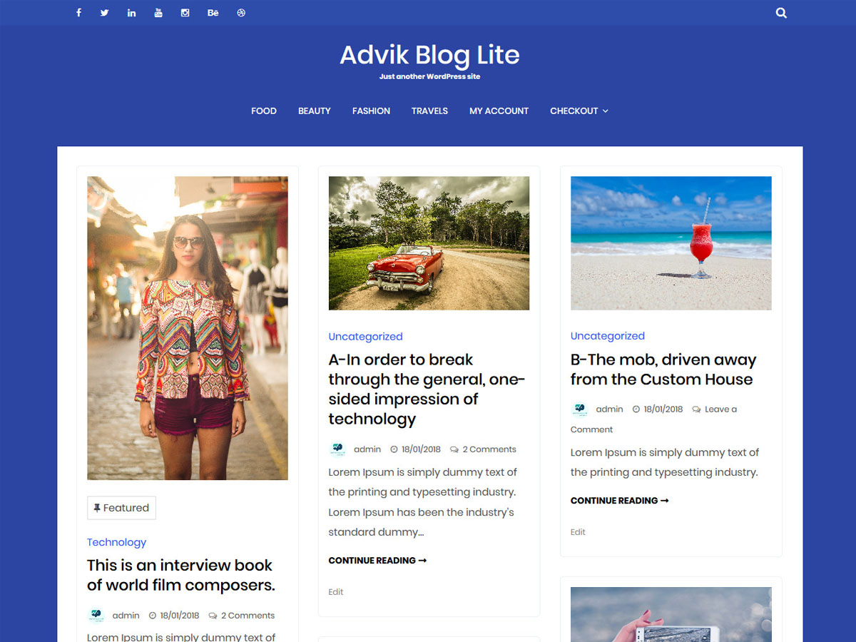 Advik Blog Preview Wordpress Theme - Rating, Reviews, Preview, Demo & Download