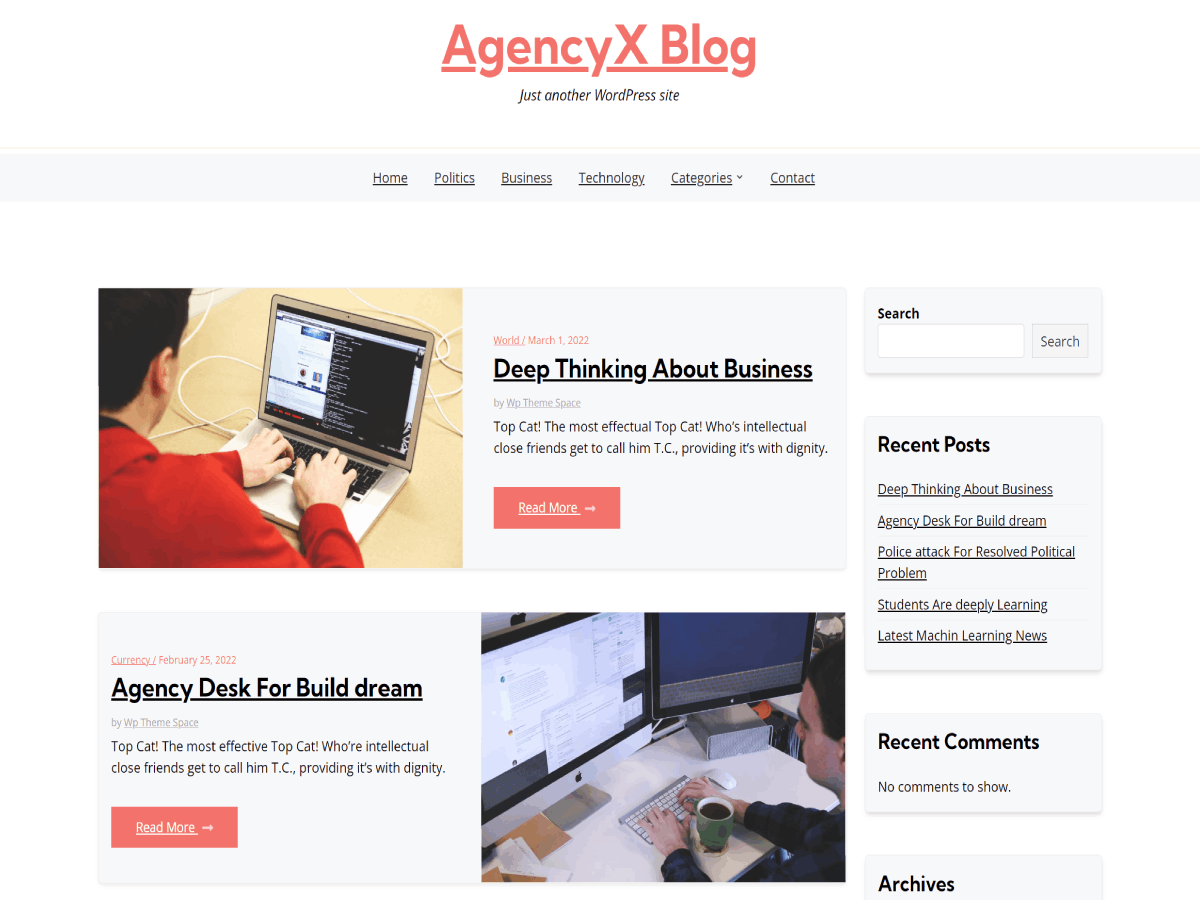 AgencyX Blog Preview Wordpress Theme - Rating, Reviews, Preview, Demo & Download