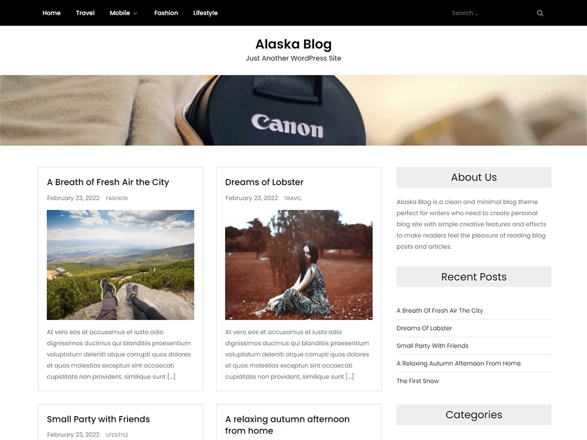 Alaska Blog Preview Wordpress Theme - Rating, Reviews, Preview, Demo & Download