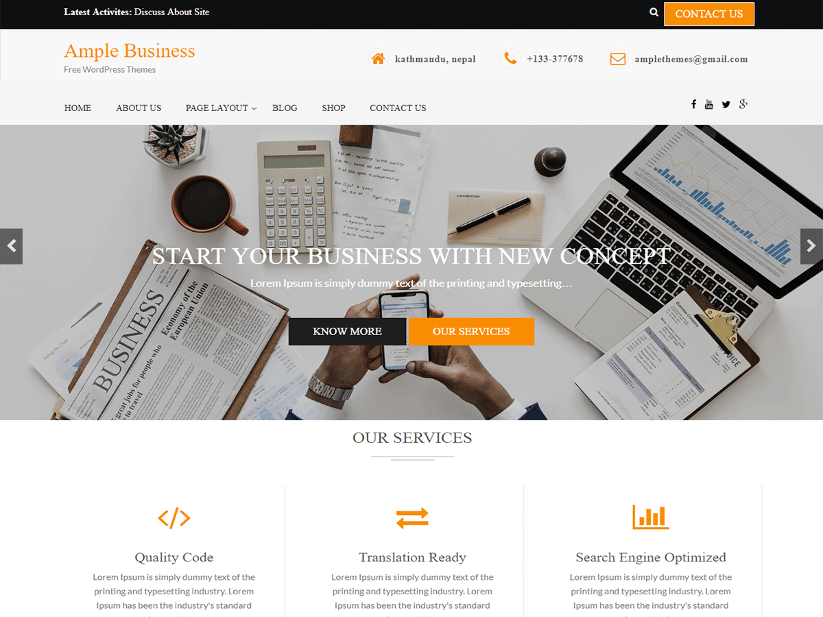 Ample Business Preview Wordpress Theme - Rating, Reviews, Preview, Demo & Download