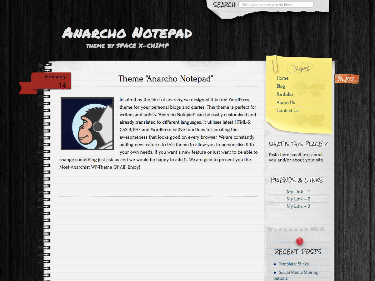 Anarcho Notepad Preview Wordpress Theme - Rating, Reviews, Preview, Demo & Download