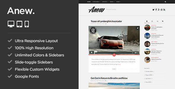 Anew Preview Wordpress Theme - Rating, Reviews, Preview, Demo & Download