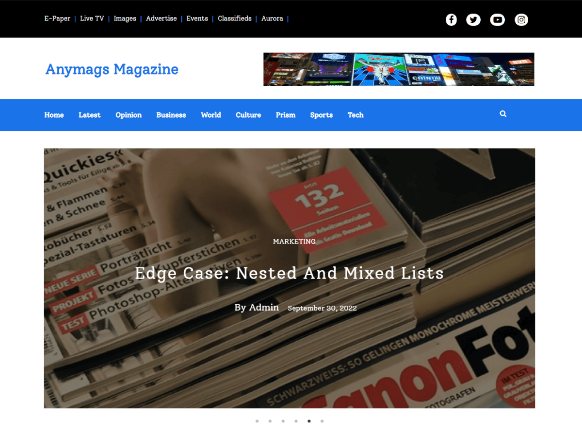 Anymags Magazine Preview Wordpress Theme - Rating, Reviews, Preview, Demo & Download