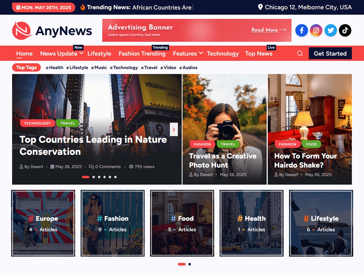 AnyNews Preview Wordpress Theme - Rating, Reviews, Preview, Demo & Download
