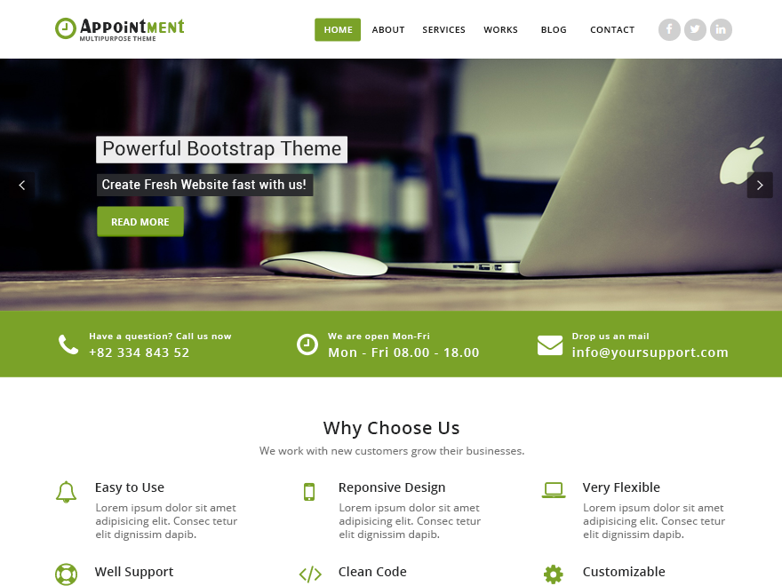 Appointment Green Preview Wordpress Theme - Rating, Reviews, Preview, Demo & Download