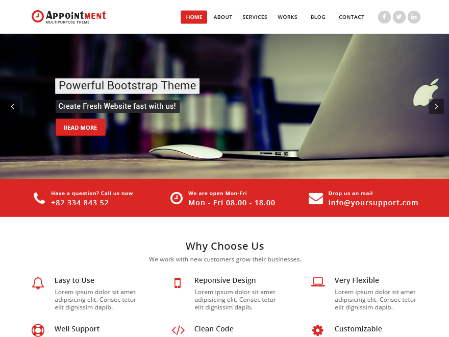 Appointment Red Preview Wordpress Theme - Rating, Reviews, Preview, Demo & Download