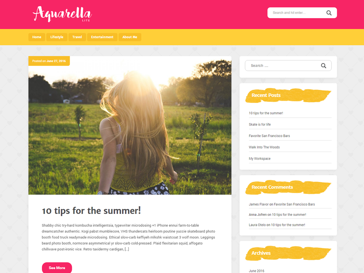 Aquarella Lite Preview Wordpress Theme - Rating, Reviews, Preview, Demo & Download