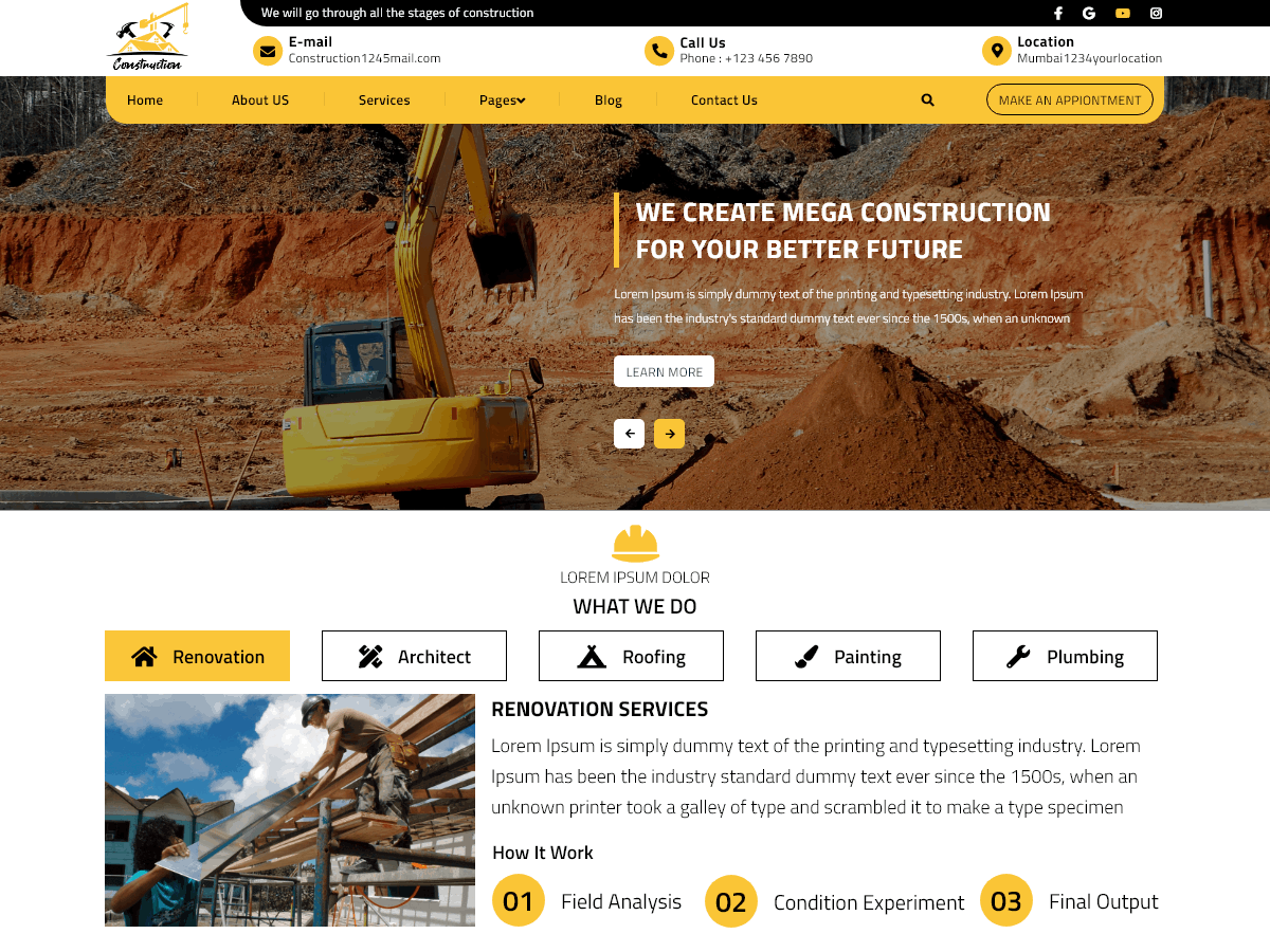 Architecture Construction Preview Wordpress Theme - Rating, Reviews, Preview, Demo & Download