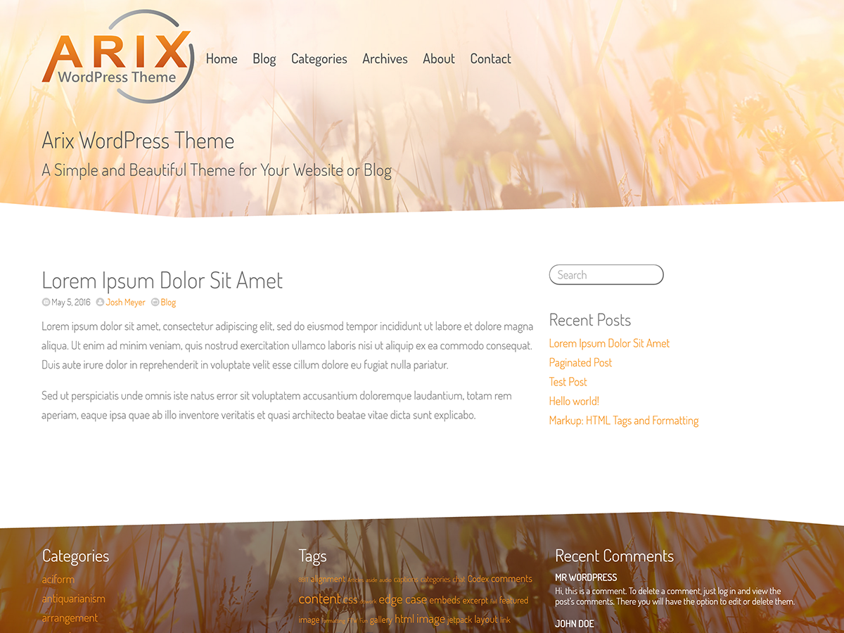 Arix Preview Wordpress Theme - Rating, Reviews, Preview, Demo & Download