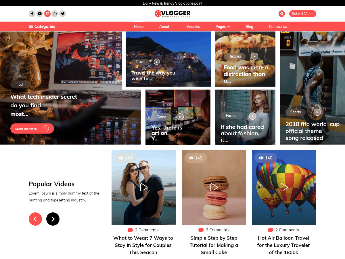 Aster Vlogger Preview Wordpress Theme - Rating, Reviews, Preview, Demo & Download