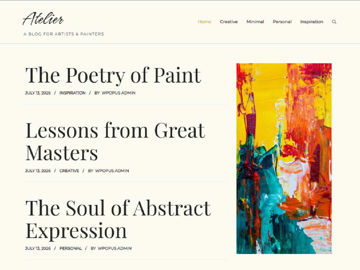 Atelier Journal Preview Wordpress Theme - Rating, Reviews, Preview, Demo & Download