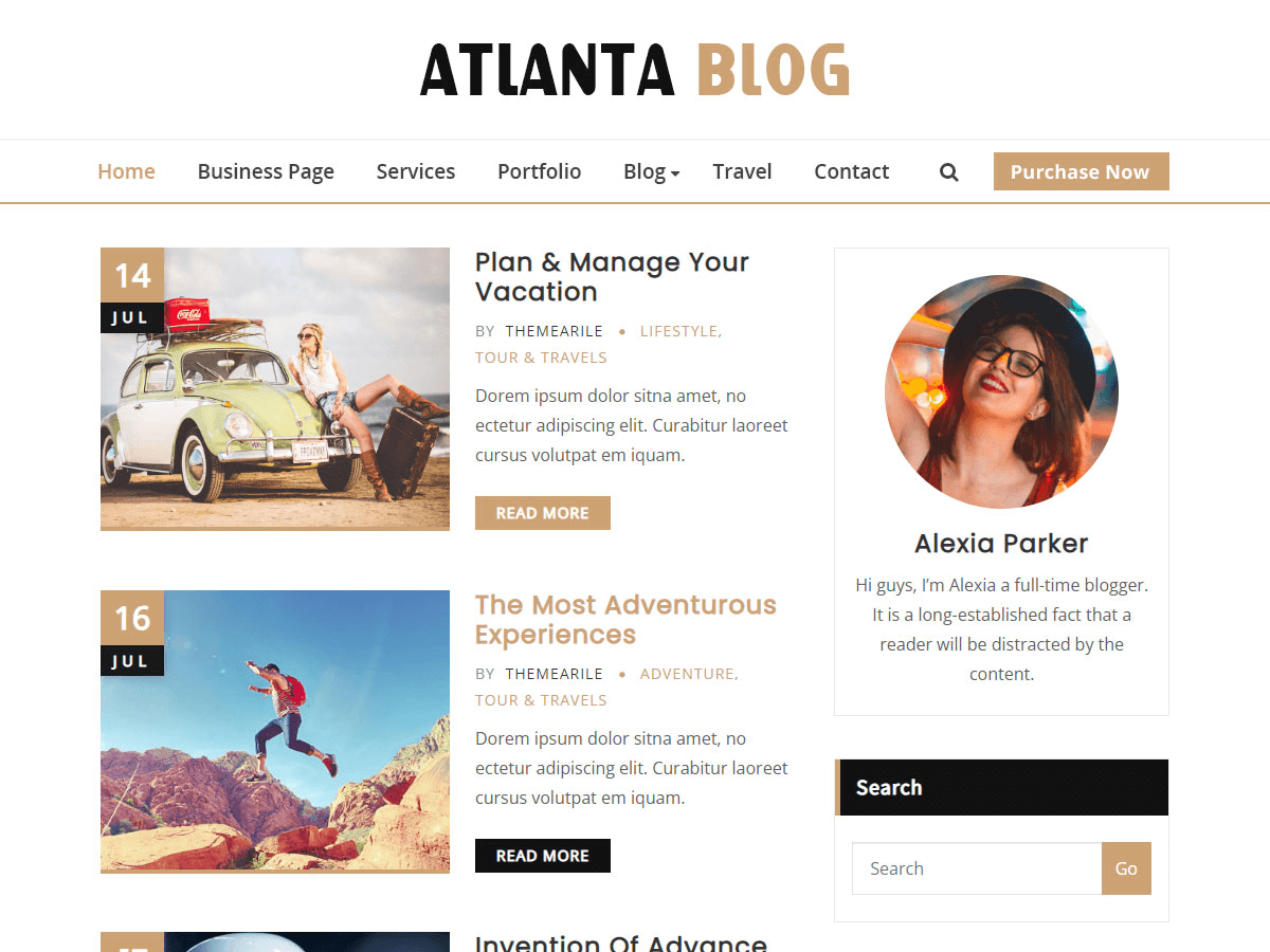 Atlanta Blog Preview Wordpress Theme - Rating, Reviews, Preview, Demo & Download