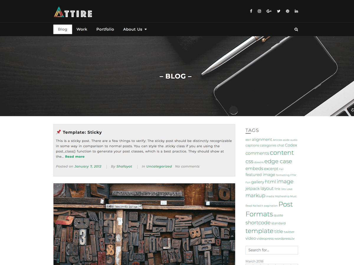 Attire Preview Wordpress Theme - Rating, Reviews, Preview, Demo & Download
