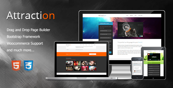 Attraction Responsive Preview Wordpress Theme - Rating, Reviews, Preview, Demo & Download
