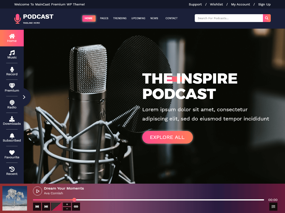 Audio Podcast Preview Wordpress Theme - Rating, Reviews, Preview, Demo & Download
