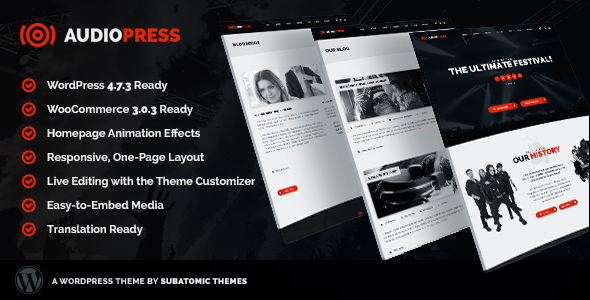 Audiopress Preview Wordpress Theme - Rating, Reviews, Preview, Demo & Download