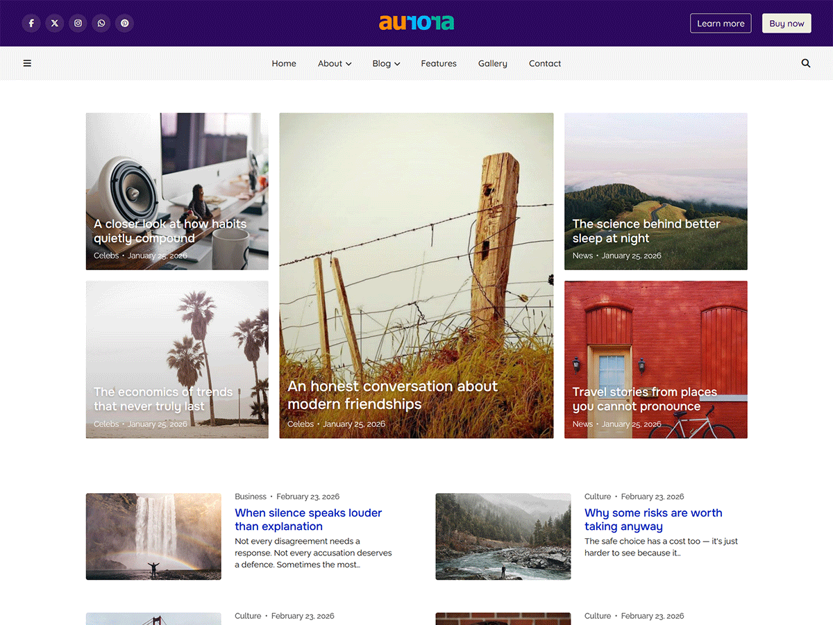 Aurora Lite Preview Wordpress Theme - Rating, Reviews, Preview, Demo & Download