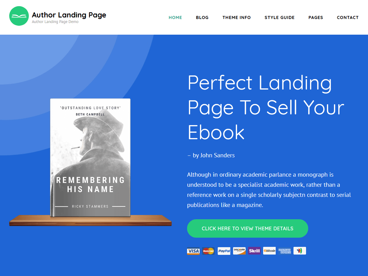 Author Landing Preview Wordpress Theme - Rating, Reviews, Preview, Demo & Download