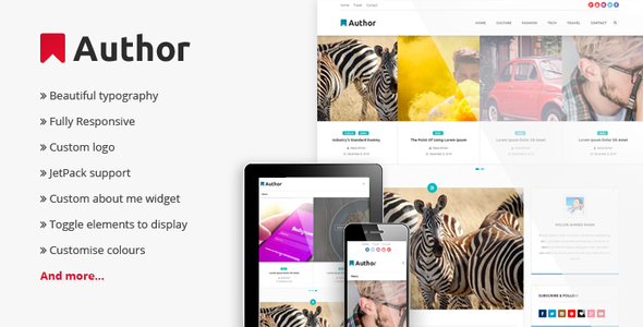 Author Responsive Preview Wordpress Theme - Rating, Reviews, Preview, Demo & Download