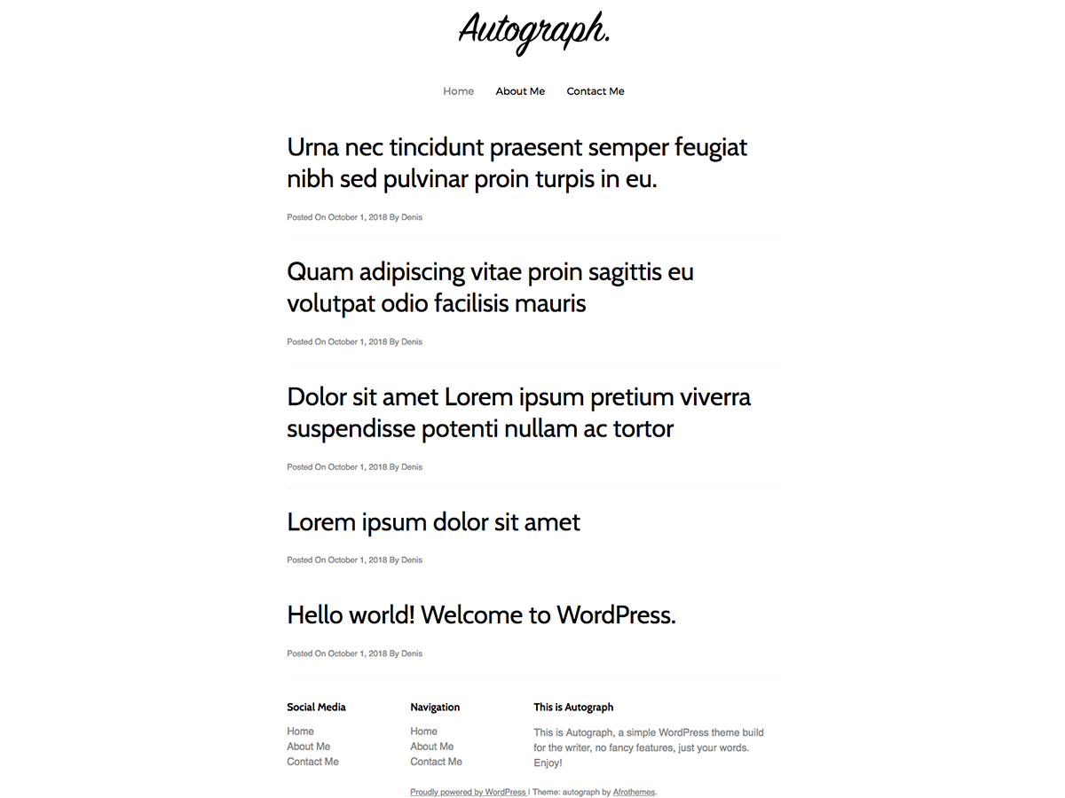 Autograph Preview Wordpress Theme - Rating, Reviews, Preview, Demo & Download
