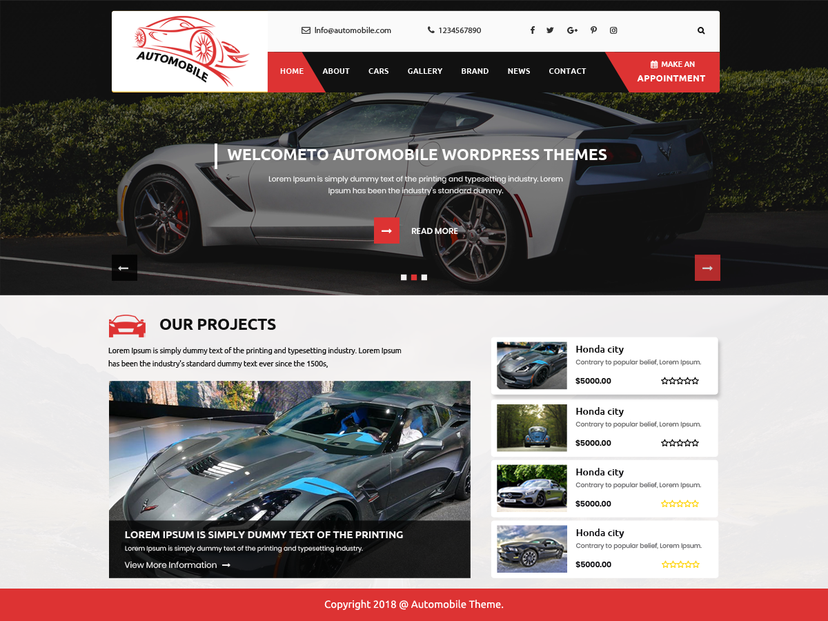 Automobile Car Preview Wordpress Theme - Rating, Reviews, Preview, Demo & Download