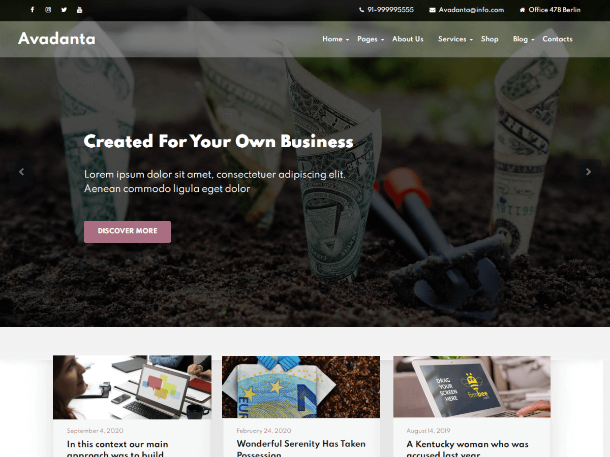 Avadanta Invest Preview Wordpress Theme - Rating, Reviews, Preview, Demo & Download