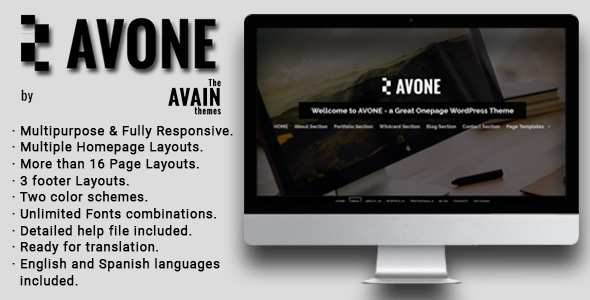 AVONE Preview Wordpress Theme - Rating, Reviews, Preview, Demo & Download