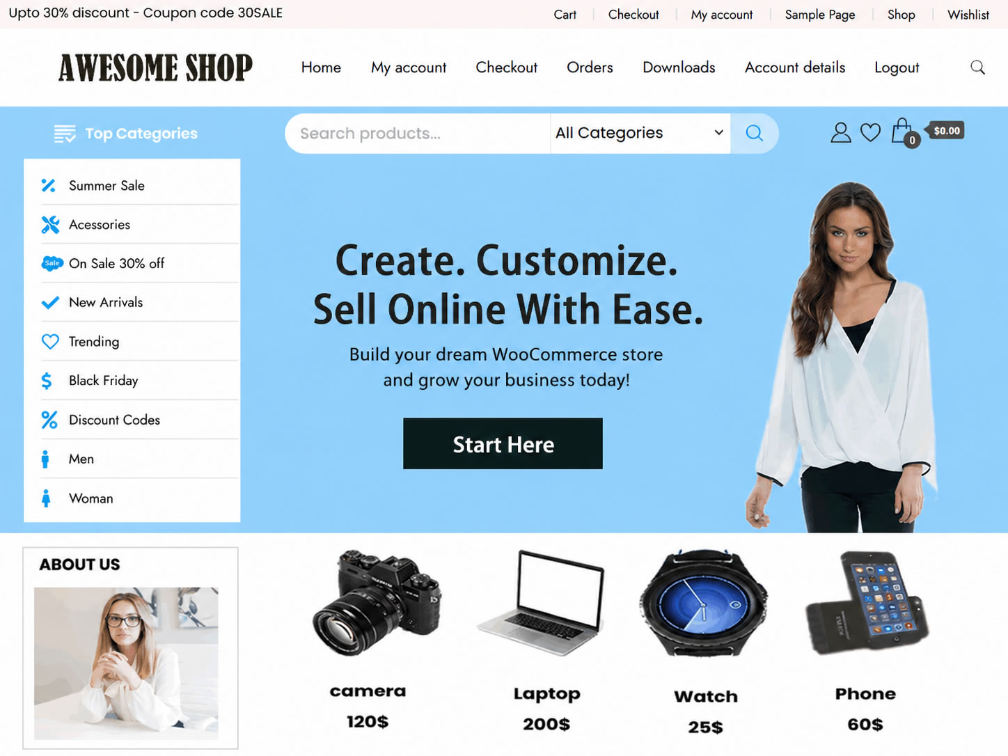 Awesome Shop Preview Wordpress Theme - Rating, Reviews, Preview, Demo & Download