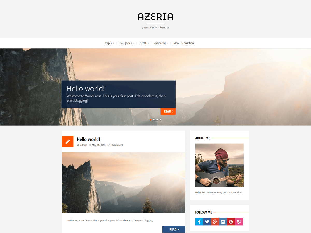 Azeria Preview Wordpress Theme - Rating, Reviews, Preview, Demo & Download