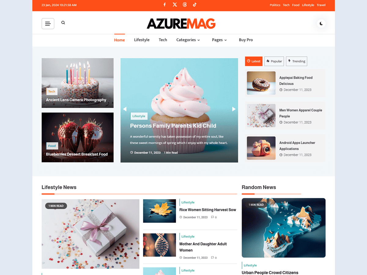 Azure Mag Preview Wordpress Theme - Rating, Reviews, Preview, Demo & Download