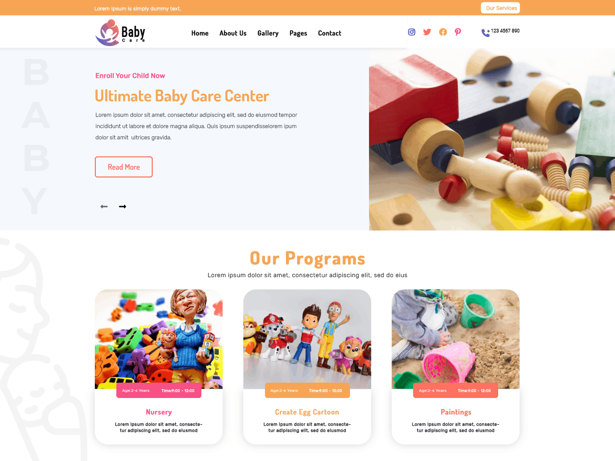Babysitting Day Preview Wordpress Theme - Rating, Reviews, Preview, Demo & Download