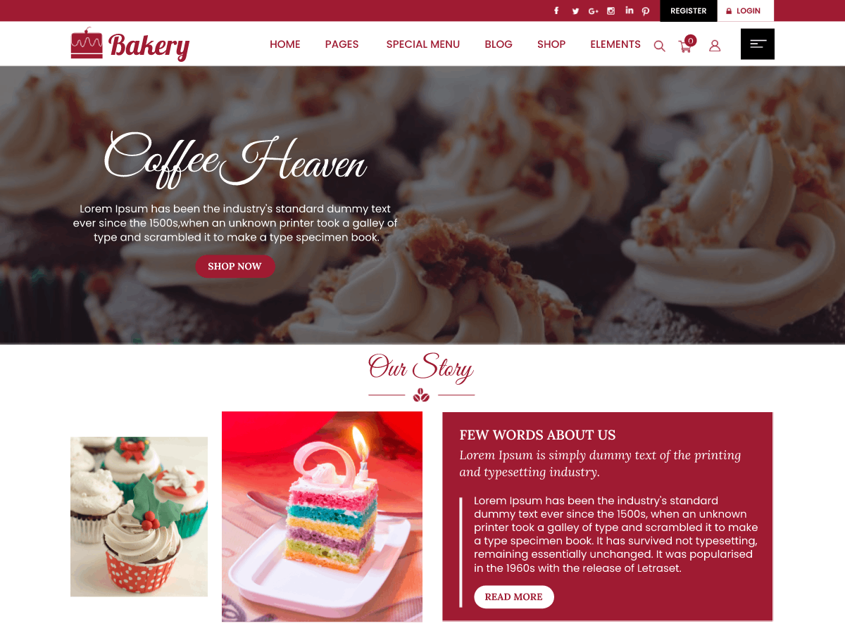 Bakery Cafe Preview Wordpress Theme - Rating, Reviews, Preview, Demo & Download