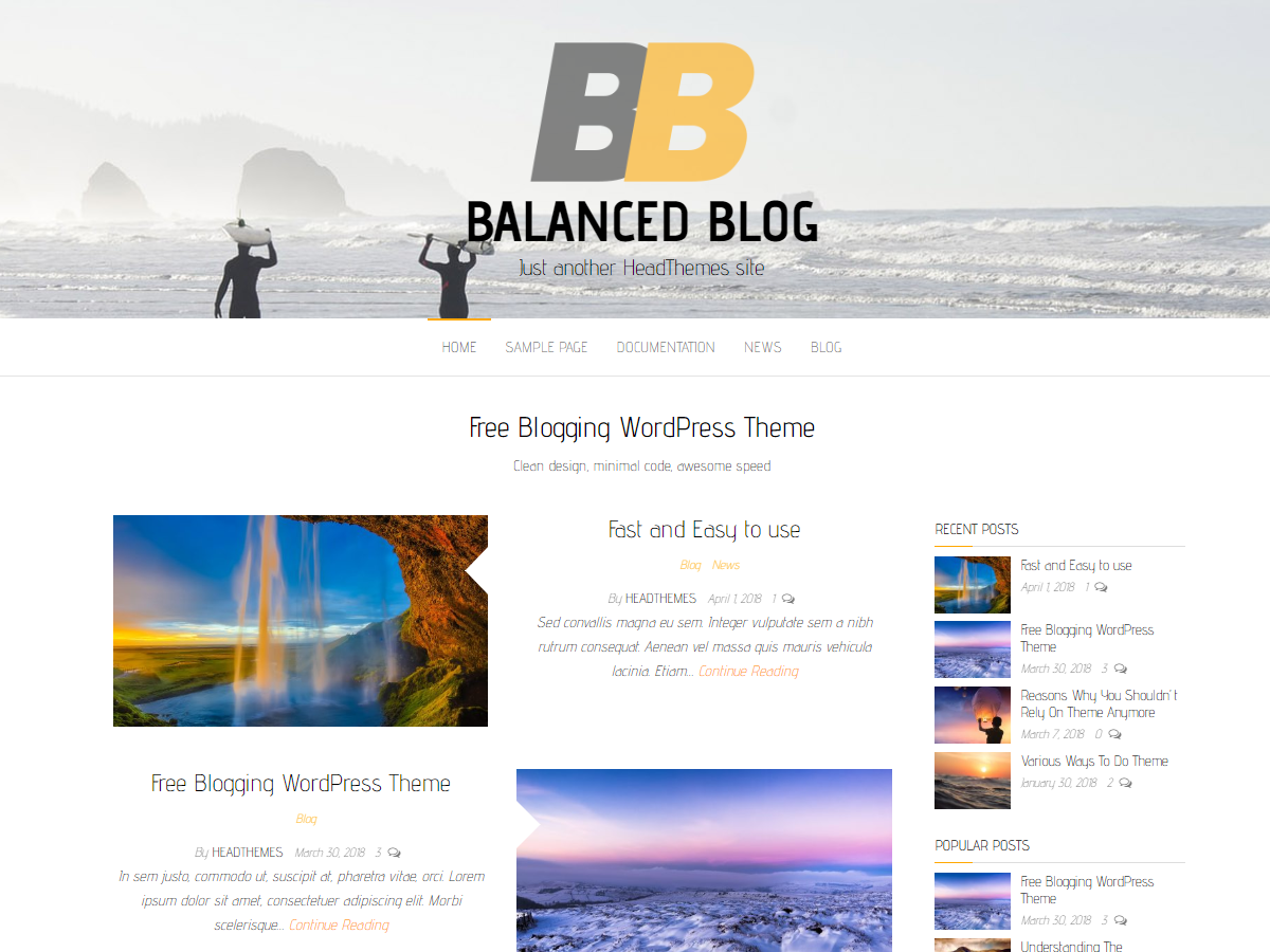 Balanced Blog Preview Wordpress Theme - Rating, Reviews, Preview, Demo & Download