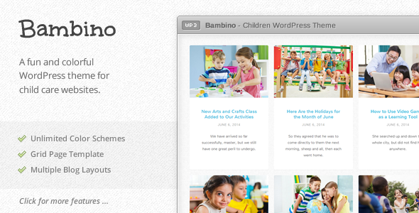 Bambino Preview Wordpress Theme - Rating, Reviews, Preview, Demo & Download