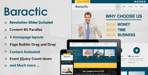 Baractic Multi Preview Wordpress Theme - Rating, Reviews, Preview, Demo & Download