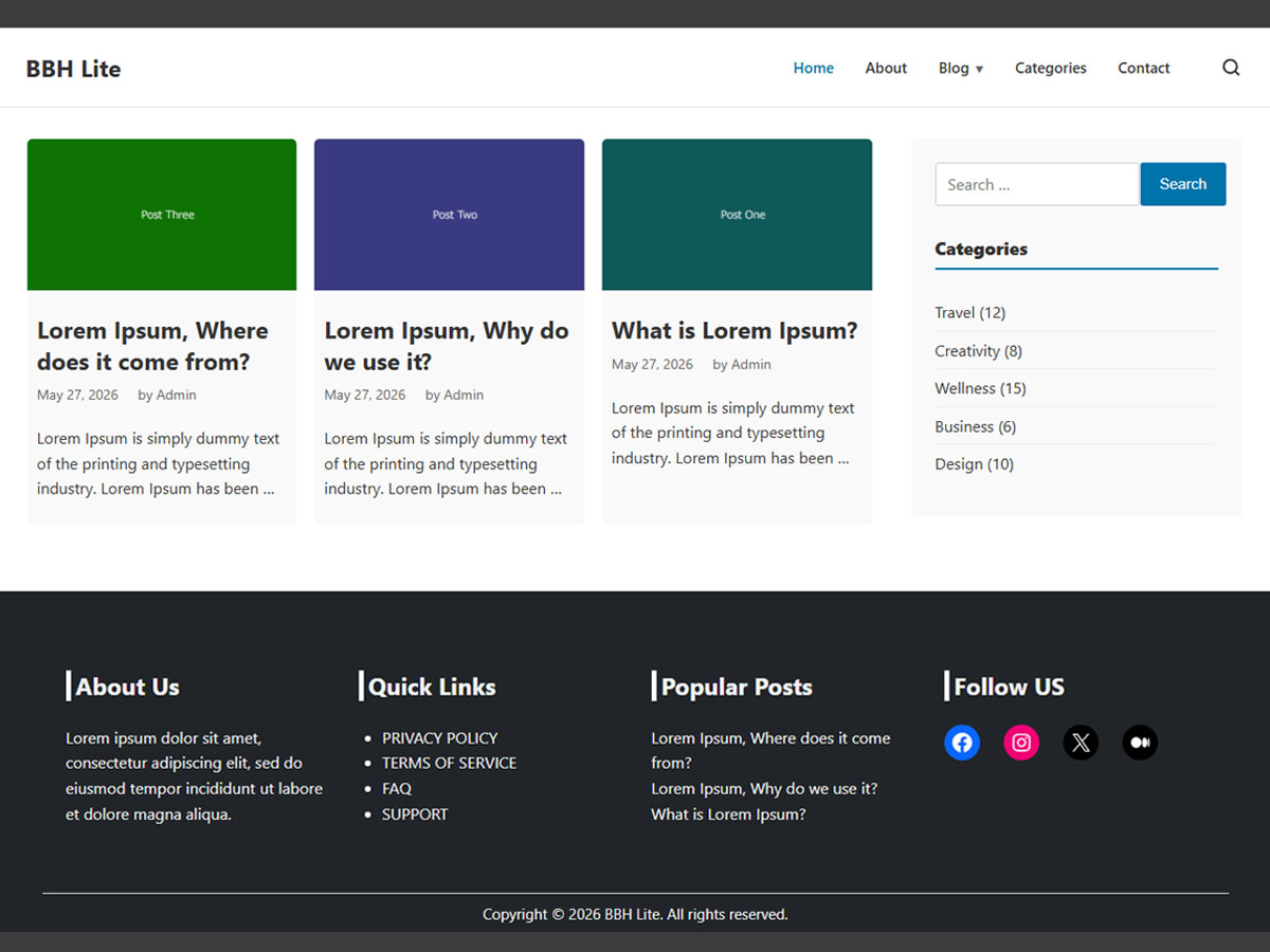 BBH Lite Preview Wordpress Theme - Rating, Reviews, Preview, Demo & Download