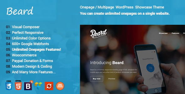 Beard Multipurpose Preview Wordpress Theme - Rating, Reviews, Preview, Demo & Download