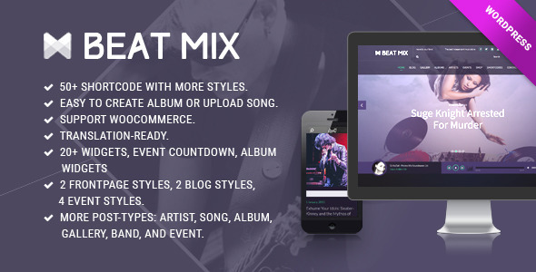 BeatMix Music Preview Wordpress Theme - Rating, Reviews, Preview, Demo & Download